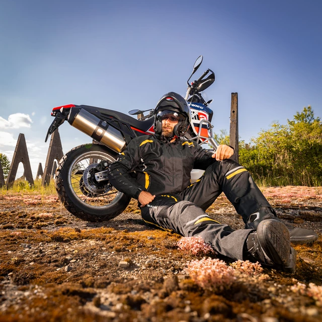 Pánske letné moto nohavice W-TEC Toranio - čierno-žltá