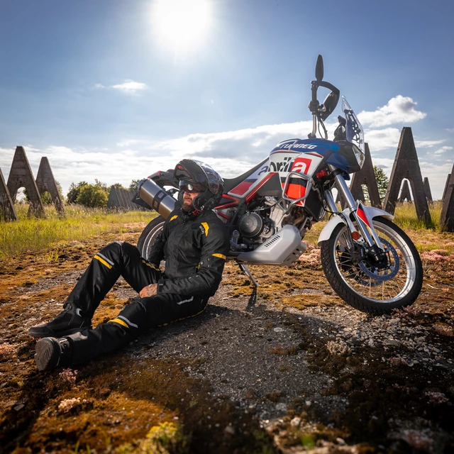 Pánske letné moto nohavice W-TEC Toranio - čierno-žltá