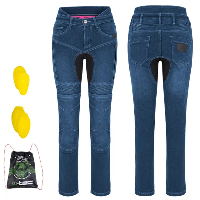 Dámske moto jeansy W-TEC Biterilla Eva Lady - čierna - modrá