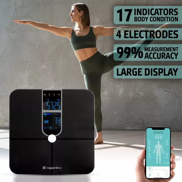 Inteligentná osobná váha inSPORTline Syncale 100 - čierna - čierna