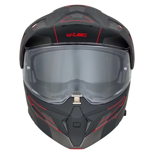 Výklopná moto prilba 3v1 W-TEC Neovu Graphic - čierno-červená