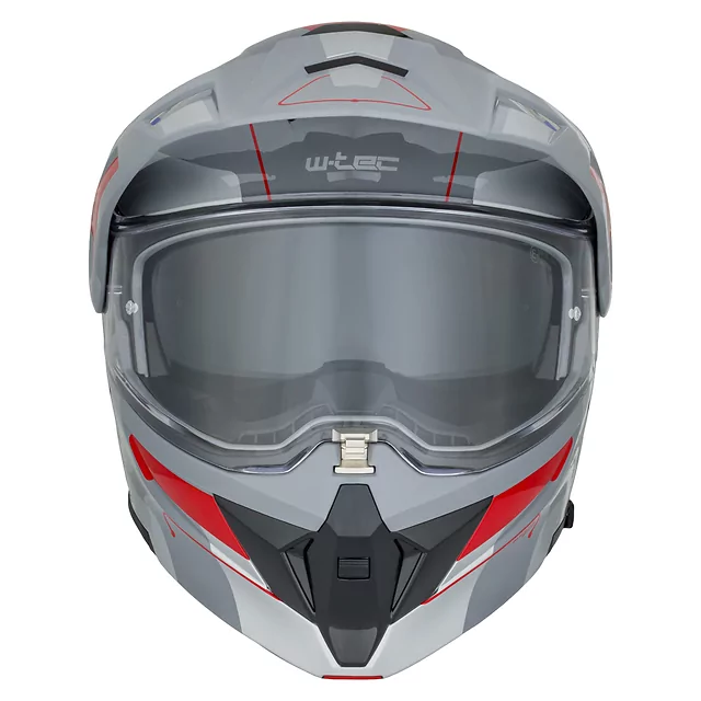 Výklopná moto prilba 3v1 W-TEC Neovu Graphic - čierno-červená