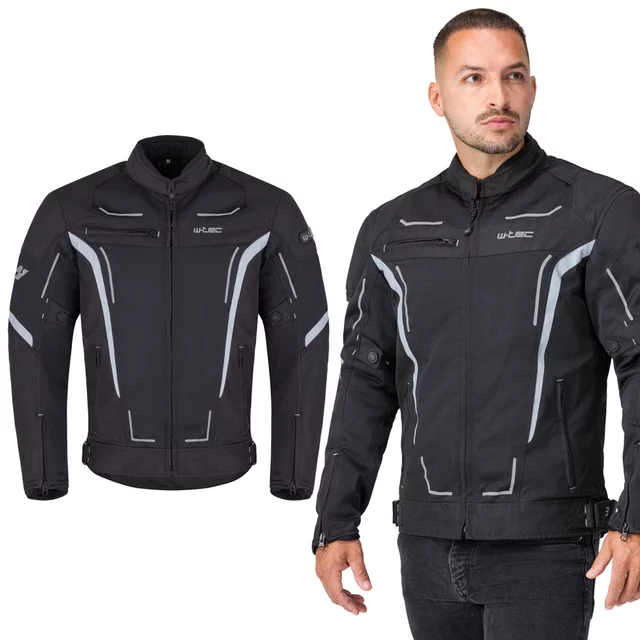 Letná pánska moto bunda W-TEC Mirelio - čierno-šedá - čierno-šedá