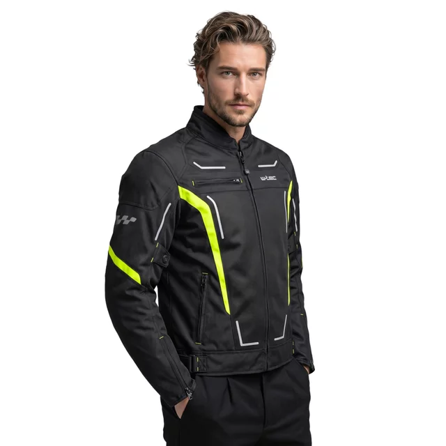 Letná pánska moto bunda W-TEC Mirelio - čierna-fluo