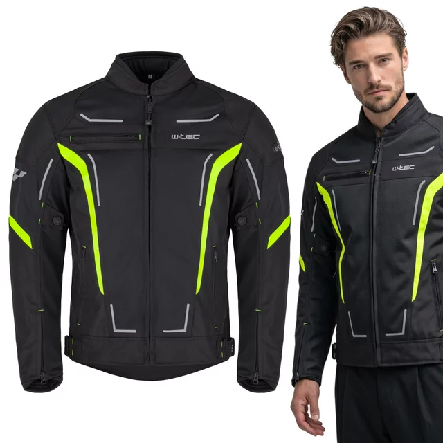 Letná pánska moto bunda W-TEC Mirelio - čierna-fluo - čierna-fluo