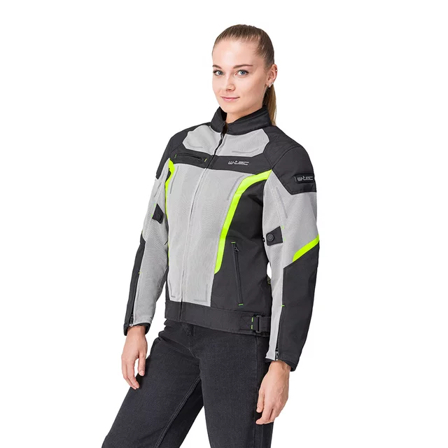 Letná dámska moto bunda W-TEC Mirelia - čierno-šedo-ružová