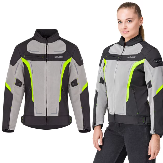 Letná dámska moto bunda W-TEC Mirelia - čierno-šedo-ružová - čierno-šedo-fluo