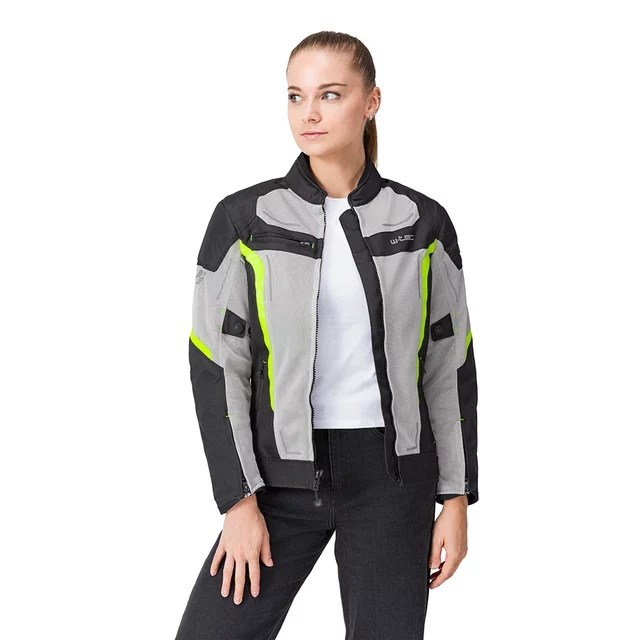 Letná dámska moto bunda W-TEC Mirelia - čierno-šedo-ružová