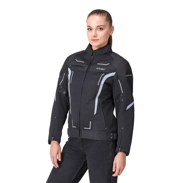 Letná dámska moto bunda W-TEC Mirelia - čierno-šedo-ružová