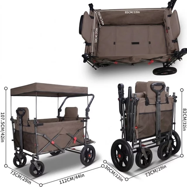Skladací transportný vozík inSPORTline StrollKidz s možnosťou prepravy detí