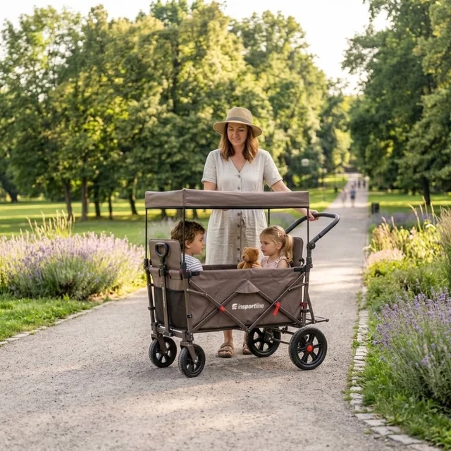 Skladací transportný vozík inSPORTline StrollKidz s možnosťou prepravy detí