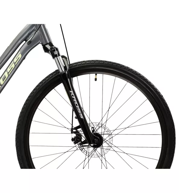 Dámsky crossový bicykel Kross EVADO 3.0 28" - model 2025 - šedá / zelená / lesk