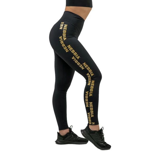 Dámske legíny s vysokým pásom Nebbia INTENSE Iconic 834 - Black/Gold - Black/Gold