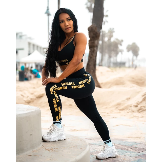 Dámske legíny s vysokým pásom Nebbia INTENSE Iconic 834 - Black/Gold