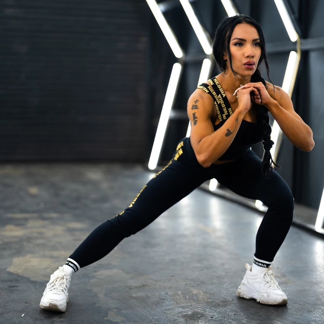 Dámske legíny s vysokým pásom Nebbia INTENSE Iconic 834 - Black/Gold
