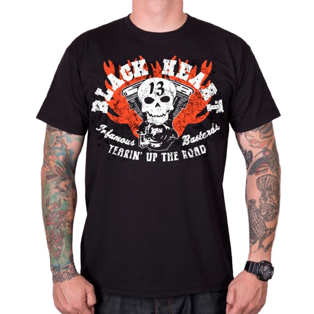 Tričko BLACK HEART Flathead Skull - čierna - čierna