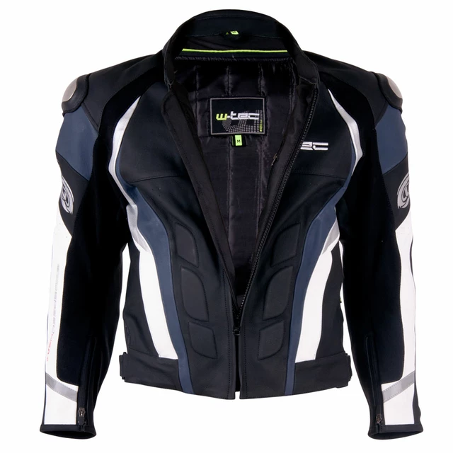 Pánska kožená moto bunda W-TEC Velocity - čierna-fluo