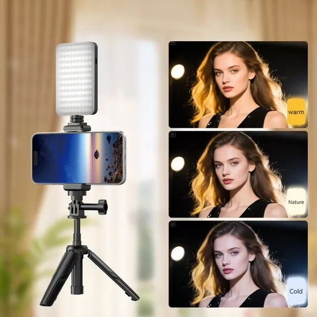 Mini výsuvný statív Apexel s LED svetlom a adaptérom pre akčnú kameru