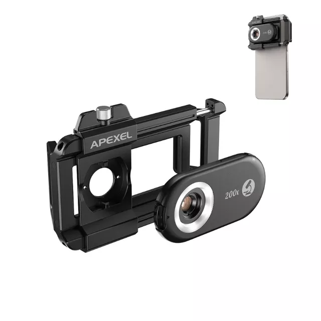 Mikroskop objektív pre smartphone 200x Apexel s LED a UV svetlom