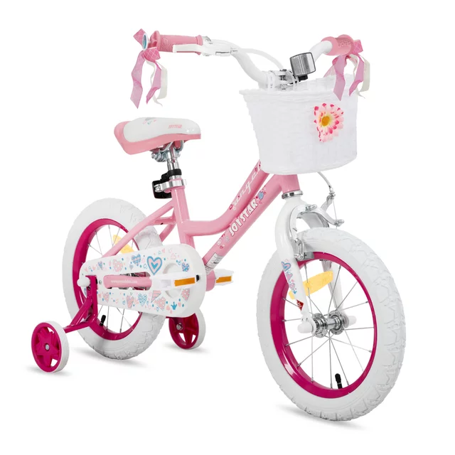Detský bicykel Joystar Angel 14" s košíkom a kolieskami • 91-119 cm