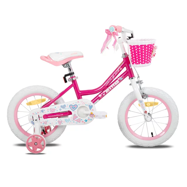 Detský bicykel Joystar Angel 14" s košíkom a kolieskami • 91-119 cm - ružová