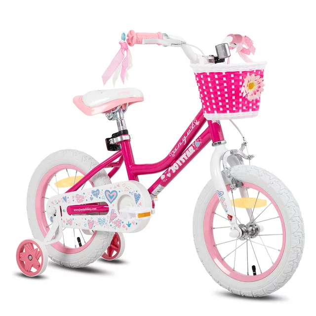 Detský bicykel Joystar Angel 14" s košíkom a kolieskami • 91-119 cm