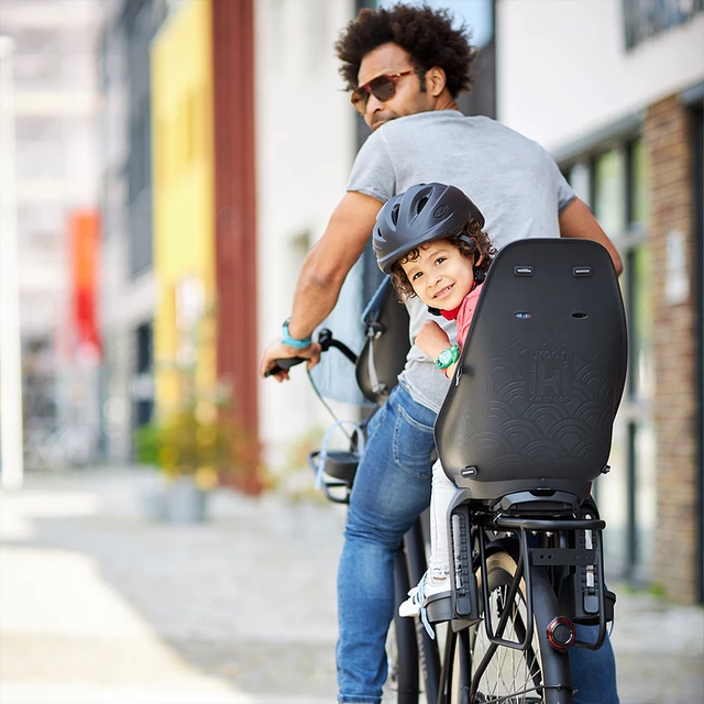 Zadná sedačka na bicykel s adaptérom a nosičom na sedlovku Urban Iki - Sakura ružová/Shinju biela