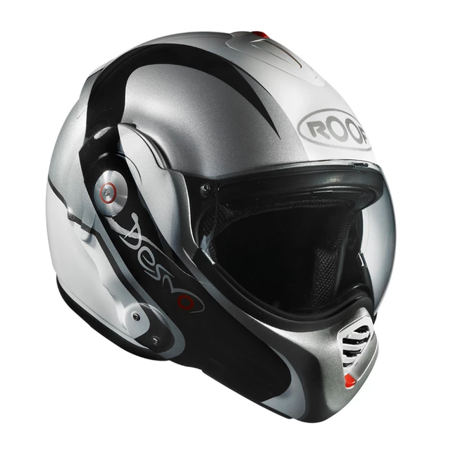 Preklápacia moto prilba ROOF Desmo Elico P/J - bielo-strieborná