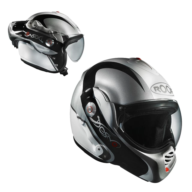 Preklápacia moto prilba ROOF Desmo Elico P/J - bielo-strieborná - bielo-strieborná