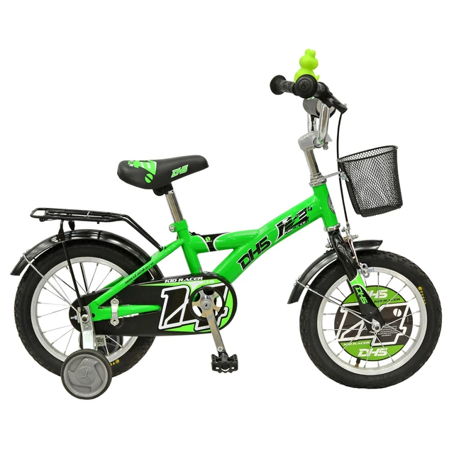 Detský bicykel DHS Kid Racer 1401 14" - modrá - zelená