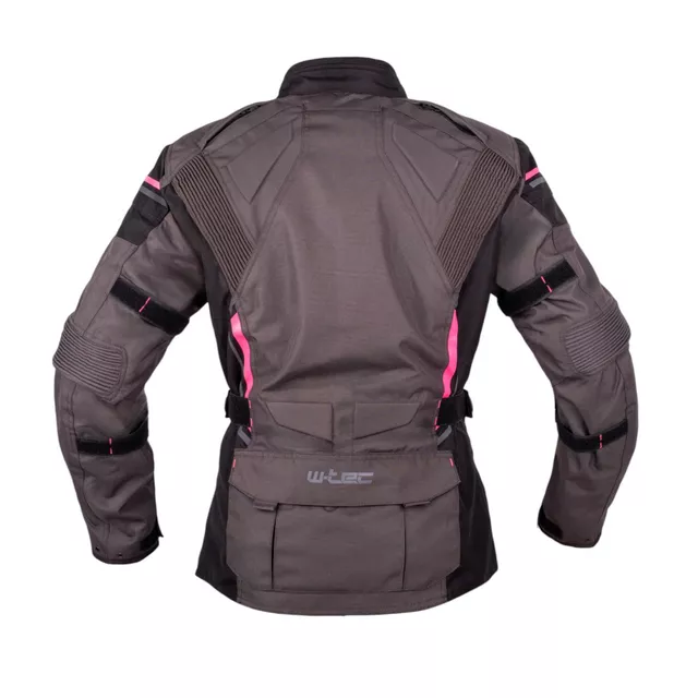 Dámska moto bunda W-TEC Barbata - čierno-šedo-ružová