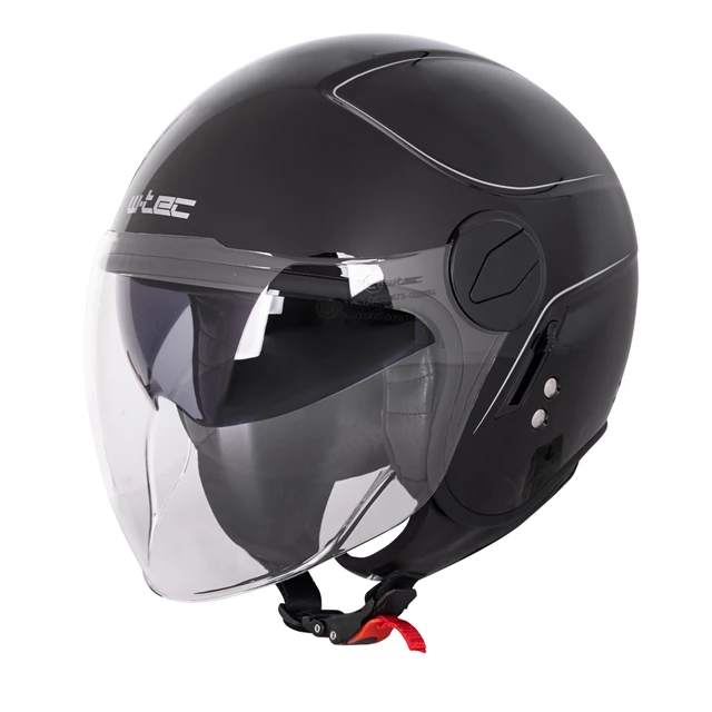Prilba na skúter W-TEC Vernante - 2.akosť - Glossy Black - Glossy Black