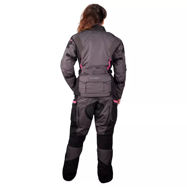 Dámska moto bunda W-TEC Barbata - čierno-šedo-ružová