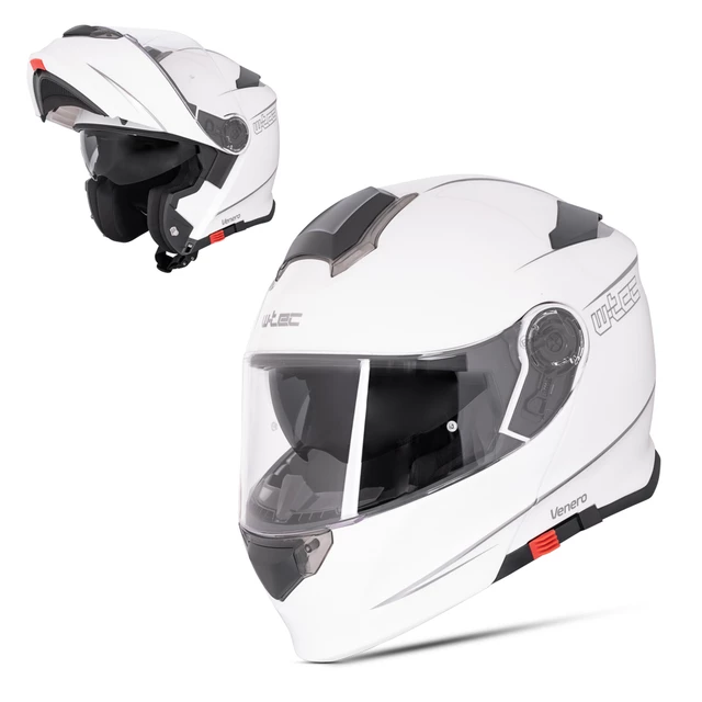 Výklopná prilba W-TEC Venero - Rosanero - Glossy White