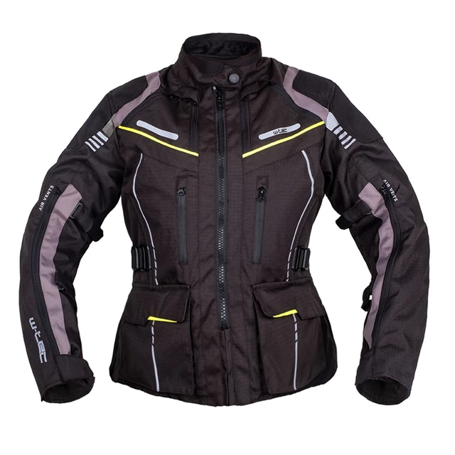 Dámska touringová moto bunda W-TEC Smackton Lady - šedo-oranžová - čierno-zelená