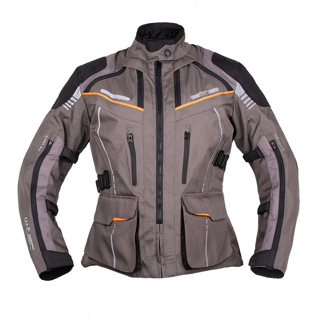 Dámska touringová moto bunda W-TEC Smackton Lady - šedo-oranžová - šedo-oranžová