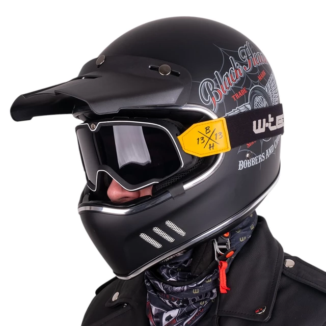 Moto prilba W-TEC Black Heart Retron s okuliarmi Dalhart - Angerwheel Silver - Angerwheel Silver