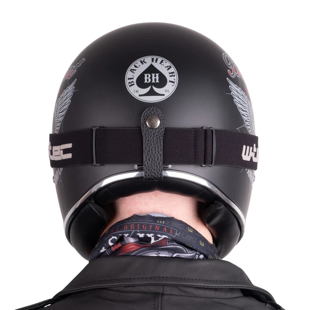 Moto prilba W-TEC Black Heart Retron s okuliarmi Dalhart - Angerwheel Silver