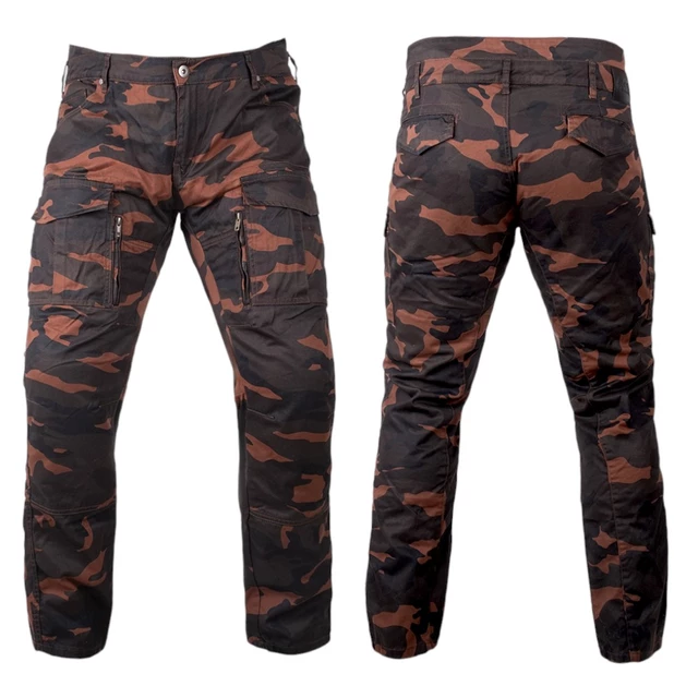 Pánske moto nohavice BOS Cargo D - Green - Brown Camo