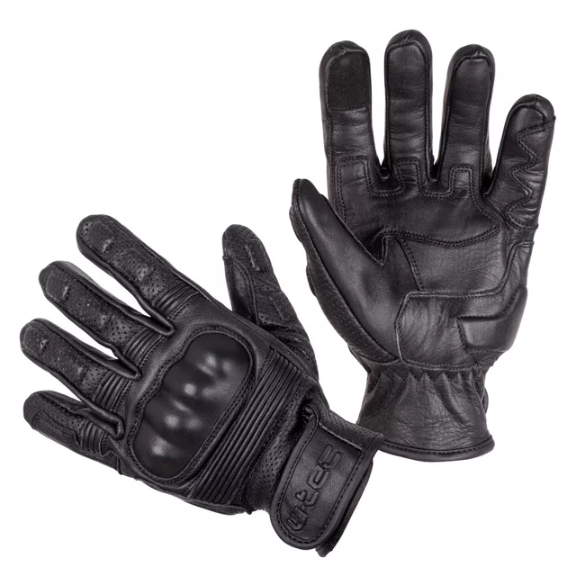 Kožené moto rukavice W-TEC Clascado - čierna - čierna