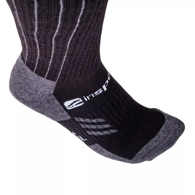 Merino podkolienky inSPORTline Meritic Ski AG+ antibakteriálne - čierno-šedá