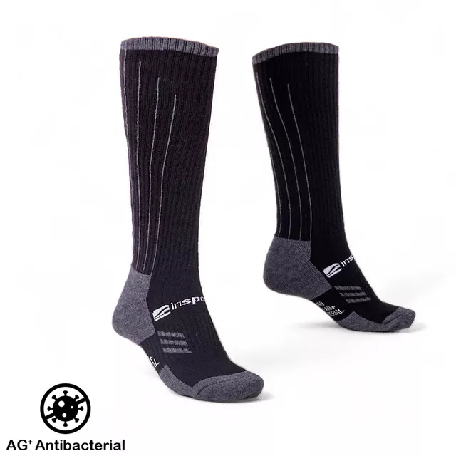 Merino podkolienky inSPORTline Meritic Ski AG+ antibakteriálne - čierno-šedá - čierno-šedá
