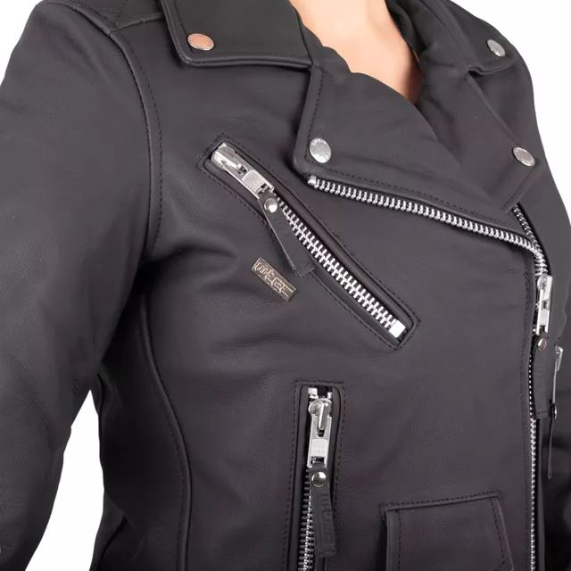Dámska kožená moto bunda W-TEC Brinea - matne čierna