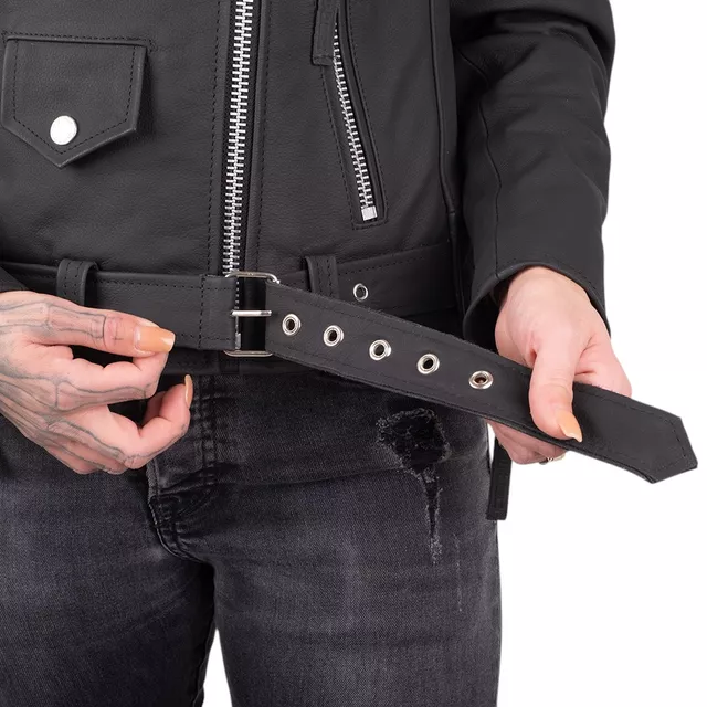 Dámska kožená moto bunda W-TEC Brinea - matne čierna