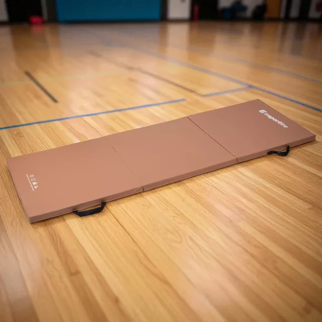 Skladacia gymnastická žinenka inSPORTline Trifold 180x60x3 cm - hnedá