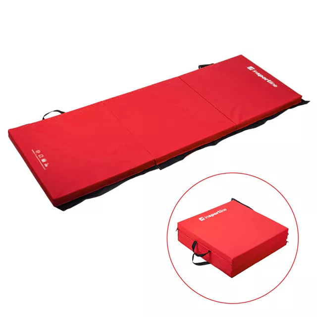 Skladacia gymnastická žinenka inSPORTline Trifold 180x60x5 cm - hnedá - červená