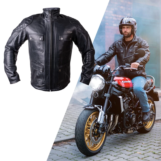 Kožená moto bunda W-TEC Valebravo - 2.akosť - čierna - čierna