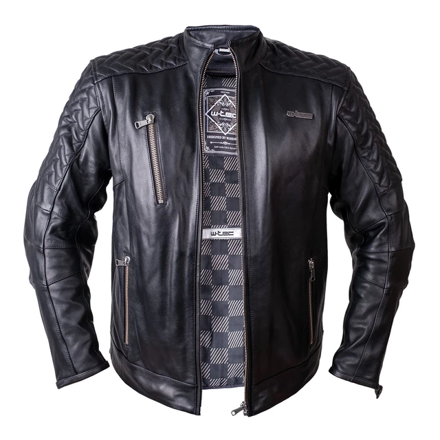 Kožená moto bunda W-TEC Elcabron - čierna