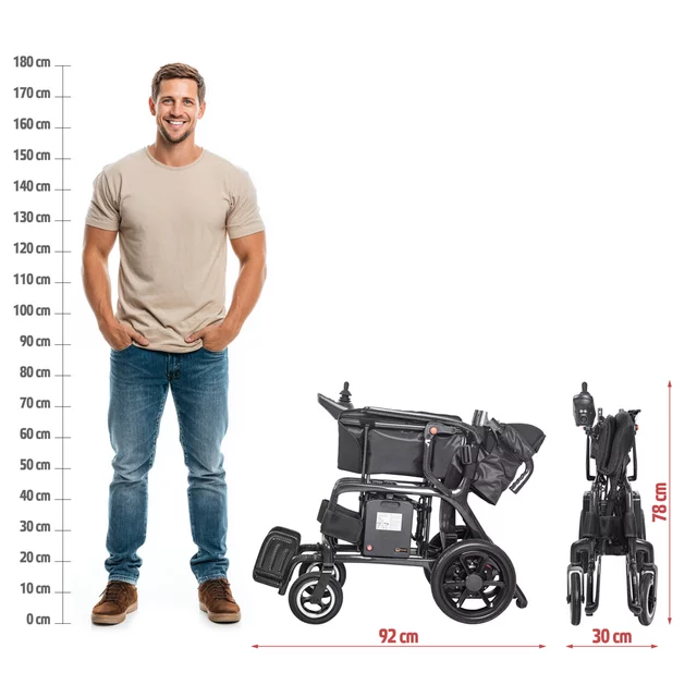 Skladací elektrický karbónový invalidný vozík inSPORTline Feally • 16,2 kg • do 120kg • až 25km dojazd