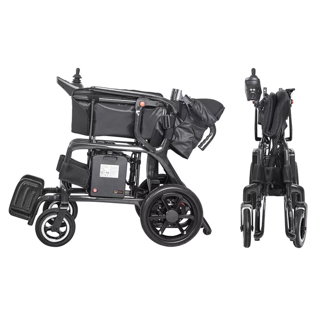 Skladací elektrický karbónový invalidný vozík inSPORTline Feally • 16,2 kg • do 120kg • až 25km dojazd